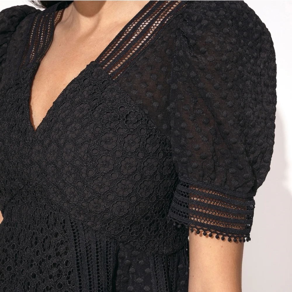 by Malina Womens Black Abby V-Neck Woven Mini Dress - Picture 4 of 7